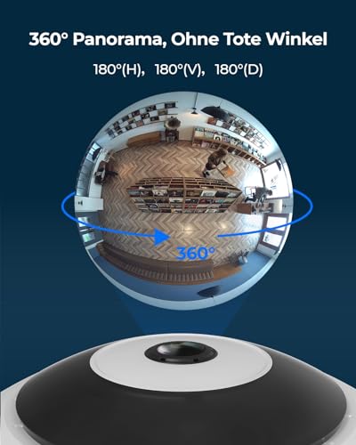 Reolink 6MP WLAN Überwachungskamera Innen, 360° Blick Panorama Fisheye Kamera mit 2,4/5 GHz WLAN, Personenerkennung, 2 Wege Audio, Decken-/Wand-/Tisch-Installation, Mehrere Display-Ansichten, FE-W – Bild 3