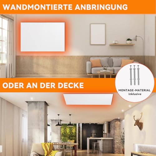 Warmfay Infrarotheizung 200W, Energiesparende Infrarot Wandheizung für 2-4 m², Elektroheizung mit Überhitzungsschutz TÜV SÜD, 603mmx303mm – Bild 6
