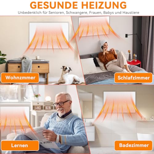 Warmfay Infrarotheizung 200W, Energiesparende Infrarot Wandheizung für 2-4 m², Elektroheizung mit Überhitzungsschutz TÜV SÜD, 603mmx303mm – Bild 7