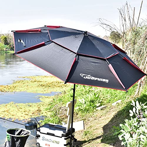 EMISOO Großer Strandschirm 200/220/240/260cm Angelschirm Windfest UV Schutz Sonnenschirm Im Freien Kippbarer Regenschirm Für Picknick, Angeln, Wandern (Size : 260cm/8.5ft) – Bild 3