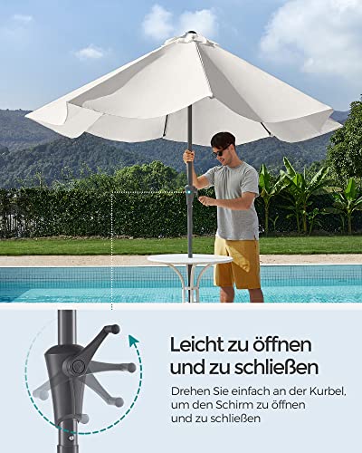 SONGMICS Sonnenschirm 270 cm, UPF 50 , Strandschirm, beidseitig um 30° knickbar, Sonnenschutz, mit Kurbel zum Öffnen/Schließen, für Terrasse, Balkon, Pool, ohne Ständer, beige GPU27BE – Bild 3