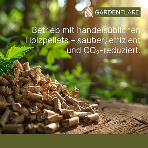 GARDENFLARE Feuerrohr Premium – Große Edelstahl Pelletfackel mit Flamme bis 1,5m & Reinigungsbürste inklusive, Feuersäule für Garten & Terrasse - Dein Nachhaltiges Outdoor Ambiente Feuer (Silber) – Bild 6