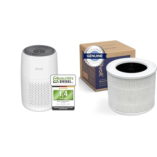 Levoit Luftreiniger Allergiker mit Aromatherapie, HEPA Luftfilter gegen Schimmel, Staub und Tierhaare bis zu 0,3 µm für Schlafzimmer Standard Ersatzfilter 3-in-1 HEPA, Aktivkohle, 1,1kg, Mattweiß