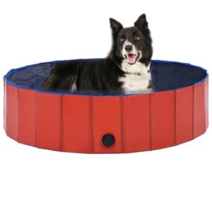 Homgoday Hundepool Faltbar Rot 120 x 30 cm PVC Haustier-Schwimmbecken Model170823
