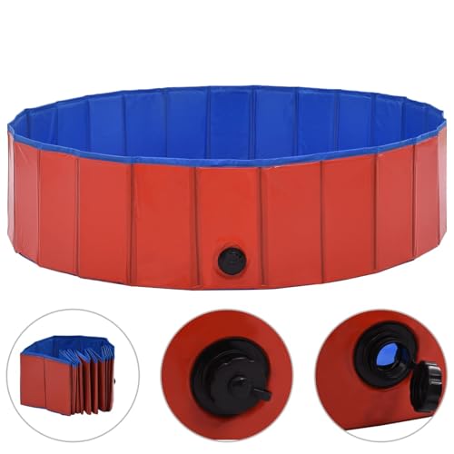 Homgoday Hundepool Faltbar Rot 120 x 30 cm PVC Haustier-Schwimmbecken Model170823 – Bild 2