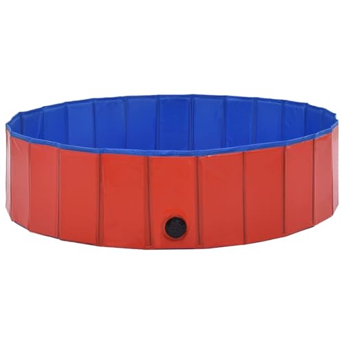 Homgoday Hundepool Faltbar Rot 120 x 30 cm PVC Haustier-Schwimmbecken Model170823 – Bild 3