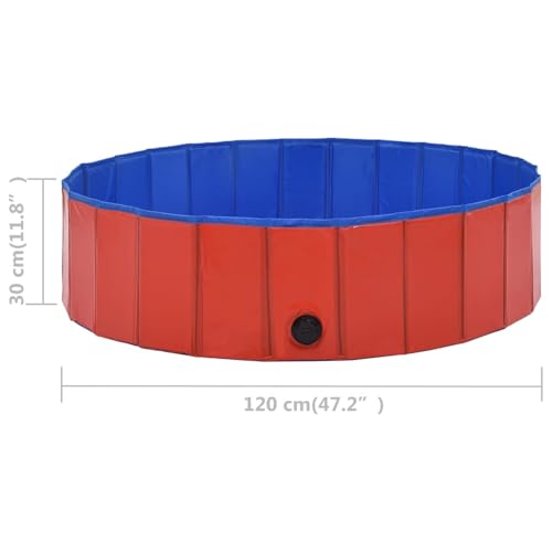 Homgoday Hundepool Faltbar Rot 120 x 30 cm PVC Haustier-Schwimmbecken Model170823 – Bild 9