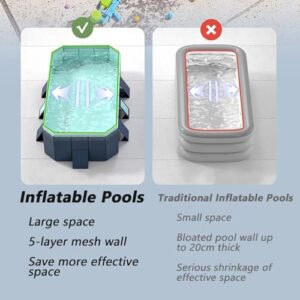 Alternative view of Faltbarer Swimmingpool für Kinder und Erwachsene – Tragbarer rechteckiger Pool mit stabiler Unterstützung für Garten und Rasen, inklusive Patches
