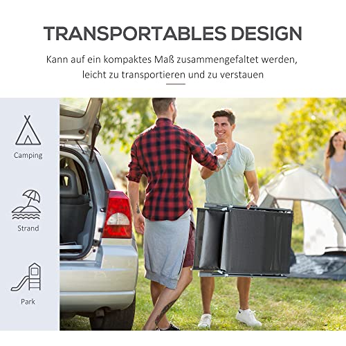 Outsunny Sonnenliege klappbar Strandliege mit Kopfkissen Sitzkissen Liegestuhl mit 7-Fach verstellbare Rückenlehne Gartenliege Relaxliege bis 165 kg belastbar, für Garten Urlaub Outdoor, Grau – Bild 6