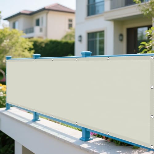 Sonnensegel mit Ösen Nach Maß 320 x 540 cm Rechteckig Wasserdicht Sonnenschutz Windschutz Sichtschutz Balkon mit Ösen Ohne Bohren mit Seil für Patio Hinterhof Rasengarten, Beige