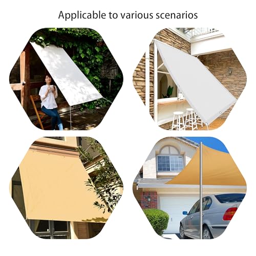 Sonnensegel mit Ösen Nach Maß 320 x 540 cm Rechteckig Wasserdicht Sonnenschutz Windschutz Sichtschutz Balkon mit Ösen Ohne Bohren mit Seil für Patio Hinterhof Rasengarten, Beige – Bild 2