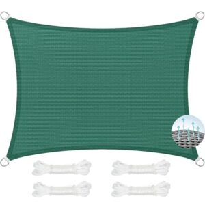 Atmungsaktiv Sonnensegel 350 x 390 cm, HDPE Polyester, Sonnenschutz 98% Uv Schutz, Reißfest Wetterfest, Sonnensegel für Gartenpavillon Sunset Deluxe, für Terrasse Garten, Dunkelgrün