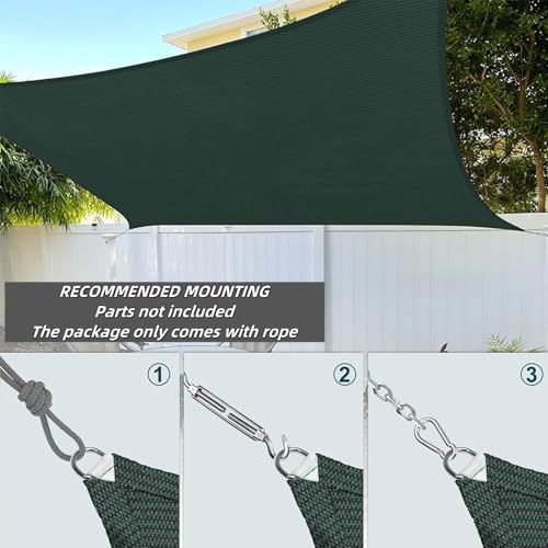 Atmungsaktiv Sonnensegel 350 x 390 cm, HDPE Polyester, Sonnenschutz 98% Uv Schutz, Reißfest Wetterfest, Sonnensegel für Gartenpavillon Sunset Deluxe, für Terrasse Garten, Dunkelgrün – Bild 4