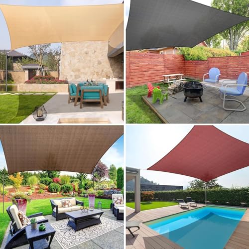 Atmungsaktiv Sonnensegel 350 x 390 cm, HDPE Polyester, Sonnenschutz 98% Uv Schutz, Reißfest Wetterfest, Sonnensegel für Gartenpavillon Sunset Deluxe, für Terrasse Garten, Dunkelgrün – Bild 7