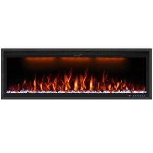 Benrocks 50" WiFi-fähiger Elektroamin - Alexa & App Control, 507 Farbkombinationen, intelligente Kaminheizung, Timer, Hölzer und Kristalle enthalten
