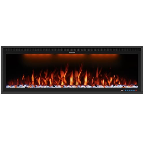 Benrocks 50" WiFi-fähiger Elektroamin - Alexa & App Control, 507 Farbkombinationen, intelligente Kaminheizung, Timer, Hölzer und Kristalle enthalten