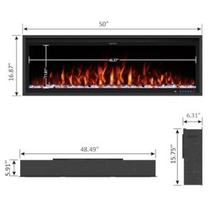 Alternative view of Benrocks 50" WiFi-fähiger Elektroamin - Alexa & App Control, 507 Farbkombinationen, intelligente Kaminheizung, Timer, Hölzer und Kristalle enthalten