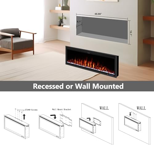 Benrocks 50" WiFi-fähiger Elektroamin - Alexa & App Control, 507 Farbkombinationen, intelligente Kaminheizung, Timer, Hölzer und Kristalle enthalten – Bild 3