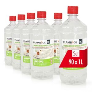 90 x 1 L FLAMBIOL® Premium Brenngel für Brenngel Dekofeuer, Lampe und Kamine - Dickflüssiges Gel