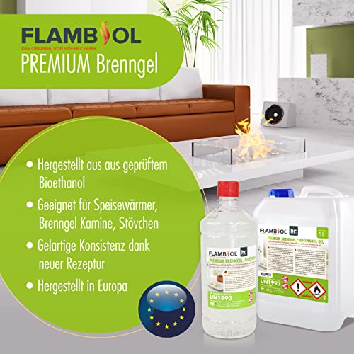 90 x 1 L FLAMBIOL® Premium Brenngel für Brenngel Dekofeuer, Lampe und Kamine - Dickflüssiges Gel – Bild 2