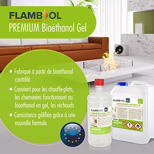 90 x 1 L FLAMBIOL® Premium Brenngel für Brenngel Dekofeuer, Lampe und Kamine - Dickflüssiges Gel – Bild 3
