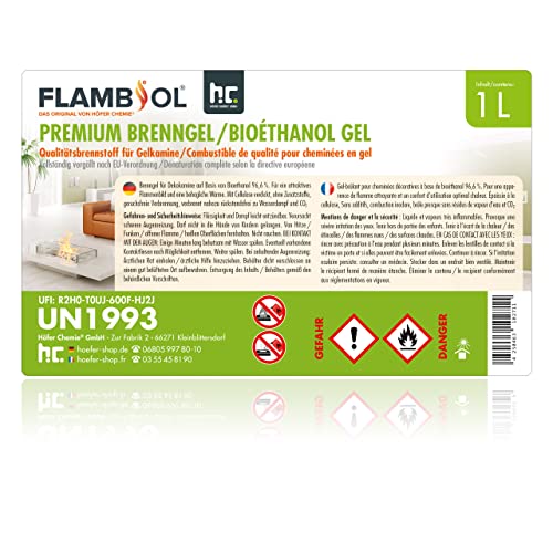 90 x 1 L FLAMBIOL® Premium Brenngel für Brenngel Dekofeuer, Lampe und Kamine - Dickflüssiges Gel – Bild 5