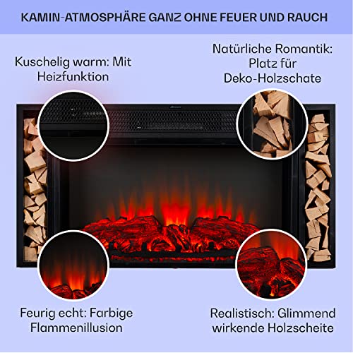Klarstein Elektrokamin, Elektro Heizungen für Wohnzimmer & Innenräume, Elektrischer Kamin mit LED Flammen, Kamin zur Wandmontage, Heizlüfter mit Timer, Automatische Temperaturregelung, Heizung 1900W – Bild 2