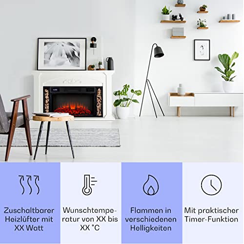 Klarstein Elektrokamin, Elektro Heizungen für Wohnzimmer & Innenräume, Elektrischer Kamin mit LED Flammen, Kamin zur Wandmontage, Heizlüfter mit Timer, Automatische Temperaturregelung, Heizung 1900W – Bild 3