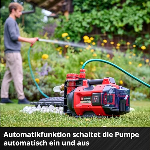 Einhell automatische Akku-Gartenpumpe AQUINNA 18/30 F LED AUTOMATIC Power X-Change (18 V, max. 3000 L/h, max. 28 m Förderhöhe, Automatikfunktion, 2 Akku-Steckplätze, ohne Akku) – Bild 5