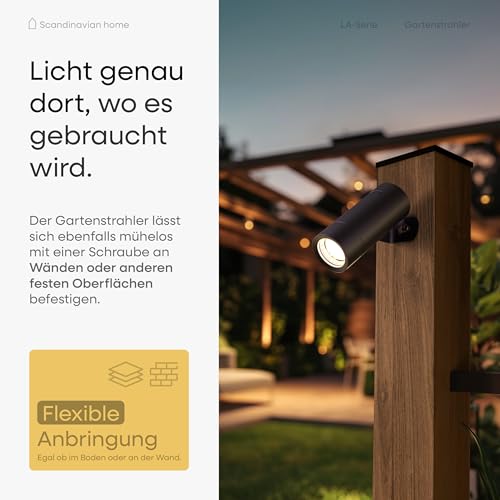 Scandinavian home Gartenbeleuchtung 4er Set - 12V LED Gartenstrahler mit Erdspieß, IP65 Wasserdicht, 3000K Warmweiß, Strahler Außen - Erweiterbare Gartenbeleuchtung mit Strom für Garten & Wege – Bild 5