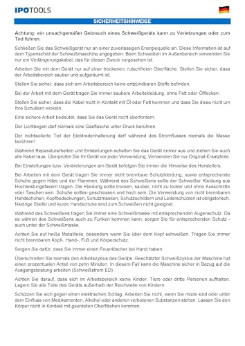 IPOTOOLS FLUX-135 Fülldraht Schweißgerät Ohne Gas 135A – 3-in-1 FLUX/ARC/MMA Inverter Schweißgerät mit Synergischem Drahtvorschub, IGBT, 230V, Kompakt & Tragbar – 7 Jahre Garantie – Bild 8