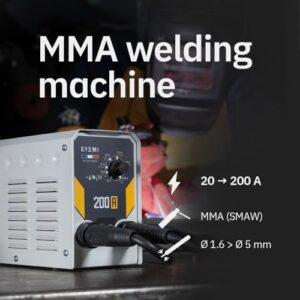 Alternative view of GYS, GYSMI 200 A, Schweißgerät mit überzogener Elektrode, 200 A, einphasig, 230 V (MMA), Arc Force, Antiticking, Hot Start, mit Elektrodenhalter, Massekabel