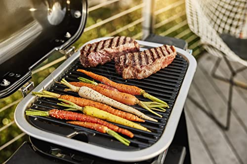 Weber Lumin Compact Tragbarer Kompakter Elektrogrill mit Stand/Anbraten, Räuchern, Dämpfen, Kochen und Warmhalten, Bis zu 315 °C, Porzellanemaillierte Gusseisenroste, 43 x 32 cm Grillfläche, Schwarz – Bild 9