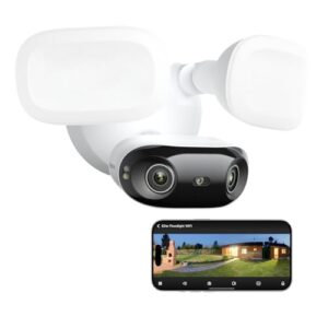 Reolink Elite Floodlight WiFi, 4K Wi-Fi 6 Überwachungskamera Aussen mit 3000 Lumen Flutlicht, Dimmbares Licht(3000K~6000K), WLAN Kamera Outdoor, Lokale KI-Videosuche, 180° Panoramablick, KI-Erkennung