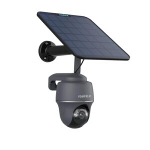 Reolink 4K 4G LTE Überwachungskamera Aussen mit SIM Karte Ohne WLAN, 355°&140° PTZ Solar Kamera Outdoor mit 8MP Farbnachtsicht, 32GB microSD-Karte, Go PT Ultra (Grau) Solarpanel