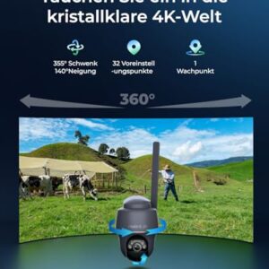 Alternative view of Reolink 4K 4G LTE Überwachungskamera Aussen mit SIM Karte Ohne WLAN, 355°&140° PTZ Solar Kamera Outdoor mit 8MP Farbnachtsicht, 32GB microSD-Karte, Go PT Ultra (Grau) Solarpanel