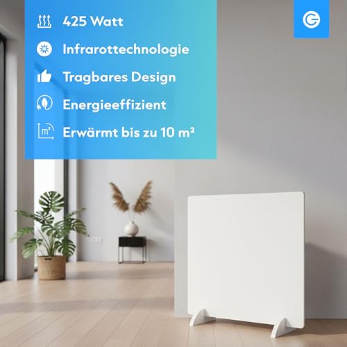Silvergear® Infrarotheizung Standgerät 425W | Infrarotheizung Energiesparend | Infrarot Heizung Heizplatte mit Überhitzungsschutz | Heizen Sie Ihr Haus und Sparen Sie Energie | Infrarotpaneele – Bild 2