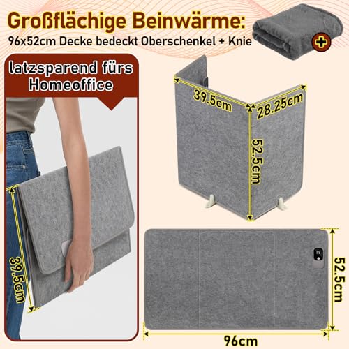 Peviasot Haushaltsgeräte Infrarot Panel,Faltbares Heizung mit Timer,mit 3-Stufen (60°/55°/50°C), 165 Watt Infrarot Tischheizung – Bild 5