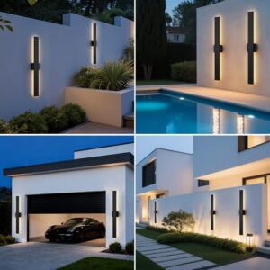 Alternative view of Zihoi 2 Pack 150CM Moderne Wandleuchte Aussen, 3000K 4000K 5000K 10% -100% Dimmbare Wandlampe, IP65 Wasserdichte Outdoor Wandleuchte Für Haus, Veranda, Garage, Patio, Hof, Eingang Schwarz