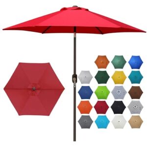 Blissun Terrassenschirm, 2,3 m, mit Druckknopfneigung und Kurbel, Rot
