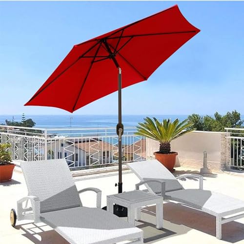 Blissun Terrassenschirm, 2,3 m, mit Druckknopfneigung und Kurbel, Rot – Bild 7