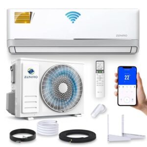 ZENIRO Split Klimaanlage Klimagerät Set Air Conditioner mit Heizfunktion 12000 BTU 3,5kW A WiFi/App-Steuerung 4D AirFlow Auto Reinigung inkl. Montagematerial Vorgefüllt R32