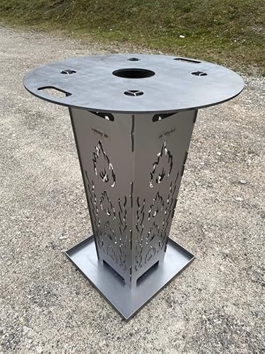 FireDesire Feuerkorb 80cm Grillplatte Ascheschale, Feuertonne, Feuerschale, Grilltonne, Ofen, Terassenofen, Grill, Stahlkorb, Plancha, Gartenfeuer – Bild 3