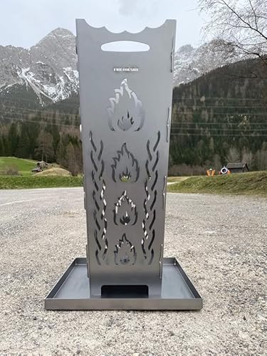 FireDesire Feuerkorb 80cm Grillplatte Ascheschale, Feuertonne, Feuerschale, Grilltonne, Ofen, Terassenofen, Grill, Stahlkorb, Plancha, Gartenfeuer – Bild 4