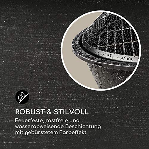 Blumfeldt 2-in-1 Feuerschale - Feuerschale für den Garten mit Edelstahl-Grillrost, Feuerschalen FireView Concept, Funkenschutz, Trageringe, Schürhaken & Grillrost, Stil: Nolana, schwarz – Bild 5