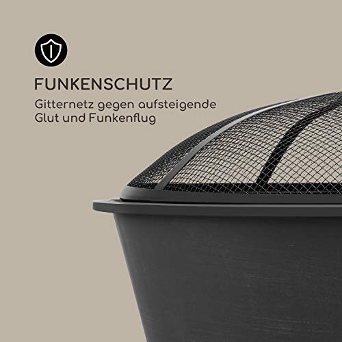 Blumfeldt 2-in-1 Feuerschale - Feuerschale für den Garten mit Edelstahl-Grillrost, Feuerschalen FireView Concept, Funkenschutz, Trageringe, Schürhaken & Grillrost, Stil: Nolana, schwarz – Bild 7