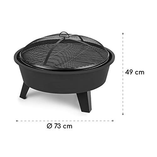 Blumfeldt 2-in-1 Feuerschale - Feuerschale für den Garten mit Edelstahl-Grillrost, Feuerschalen FireView Concept, Funkenschutz, Trageringe, Schürhaken & Grillrost, Stil: Nolana, schwarz – Bild 9