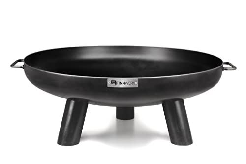 Finnwerk HARRI Feuerschale 70 cm - Massive und Dekorative Schwarze Feuerstelle - Feuerschalen für den Garten - Schlicht und Schick - Passende Feuerschalen Deckel und Zubehör separat erhältlich