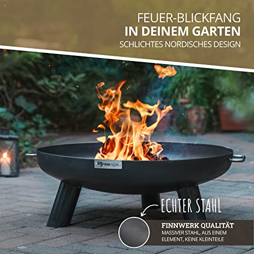 Finnwerk HARRI Feuerschale 70 cm - Massive und Dekorative Schwarze Feuerstelle - Feuerschalen für den Garten - Schlicht und Schick - Passende Feuerschalen Deckel und Zubehör separat erhältlich – Bild 2