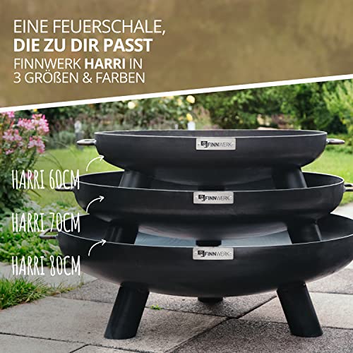 Finnwerk HARRI Feuerschale 70 cm - Massive und Dekorative Schwarze Feuerstelle - Feuerschalen für den Garten - Schlicht und Schick - Passende Feuerschalen Deckel und Zubehör separat erhältlich – Bild 3
